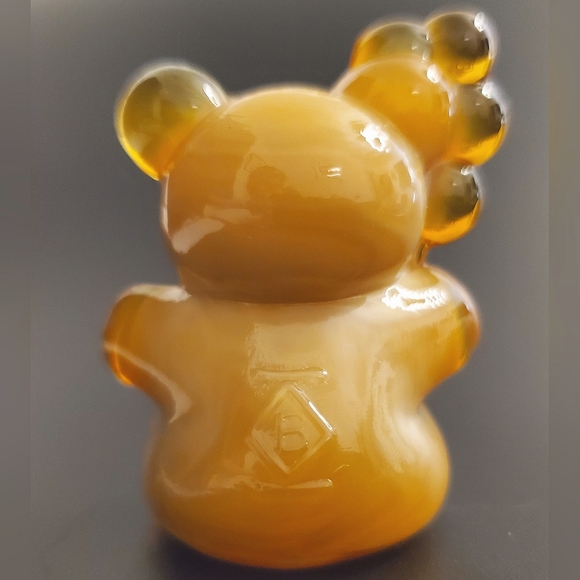 Vntg Boyd "Patrick the Bear" Honey & Beige Slag Glass - Picture 2 of 7